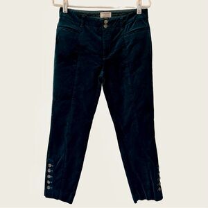 Anthropologie Velvet Dark Teal Green The Essential Skinny Button Pants Size 4